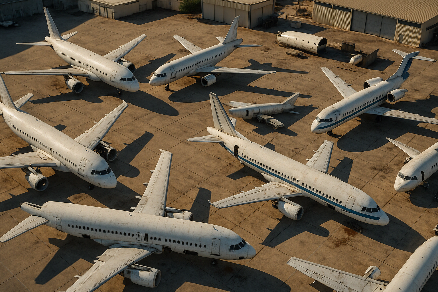 a320 and fokker 100 scrapheap from above